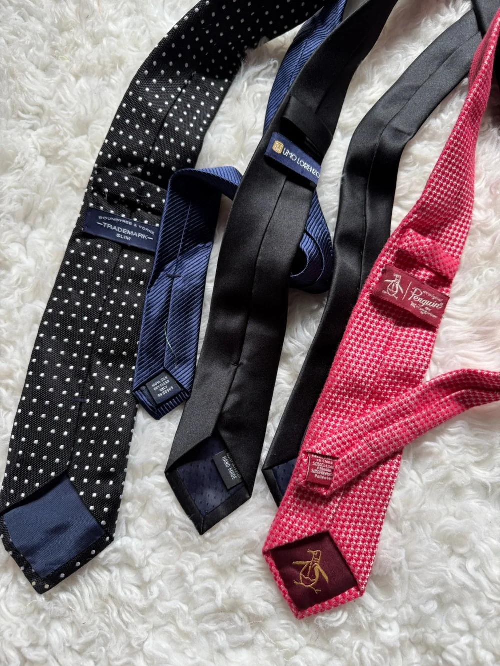 Men's Necktie Trio - Pink, Black, Navy Penguin Umo Lorenzo Roundtree York